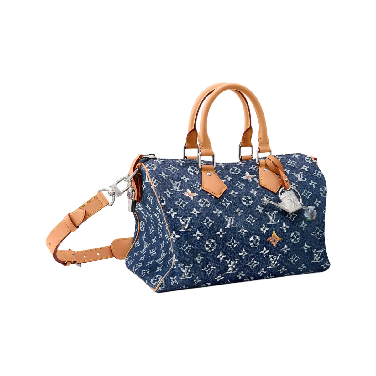 LOUIS VUITTON Speedy 30 Monogram Shoulder Bag Blue 13.4x7.5x8.7 in
