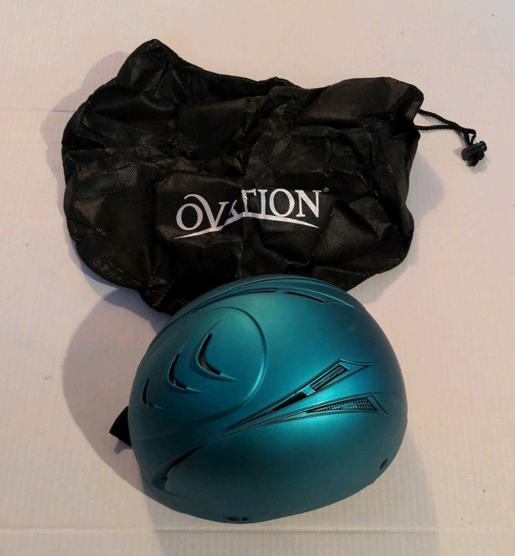 Ovation Riding Helmet Equestrian, Blue, S/M (54-57) with carry bag