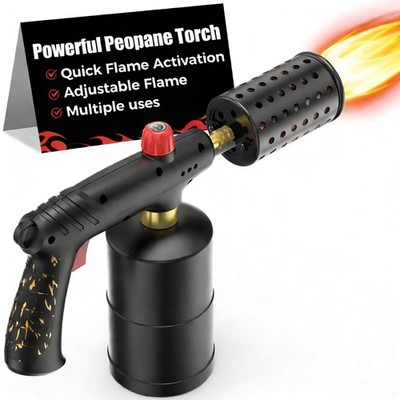 JRRZETA Propane Torch Gun with Adjustable Flame & Safety Lock, Heavy Black