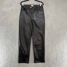 Wilfred Pants Womens 8 Black High Rise Faux Leather Straight Leg Aritzia Melina