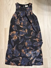 New Everly Midi Dress Floral Babfuoo Black Party Tulip Pleated Front Small S