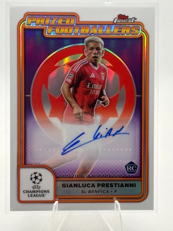 2024-25 Topps Finest UEFA CC - Prized Footballers Gianluca Prestianni AUTO RC