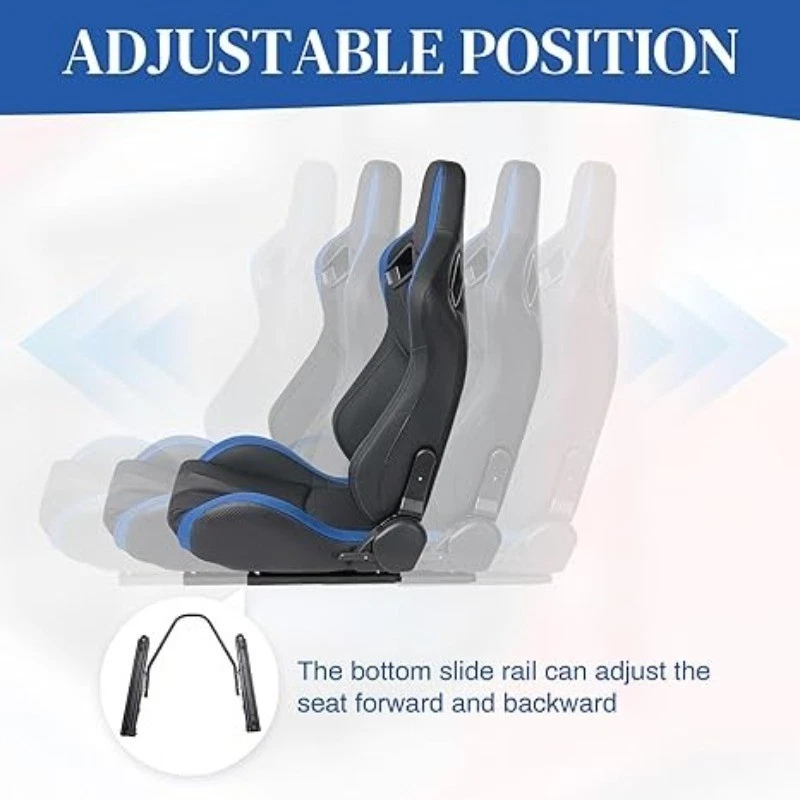 2 piezas Asientos de carreras reclinables para cuero PVC Acura con asientos de cubo de doble deslizamiento Foto 4 de 4