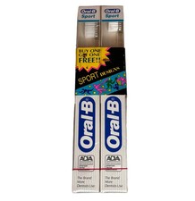 Vintage 1991 Oral-B Sport Soft Straight Clear Toothbrushes 2 Pack