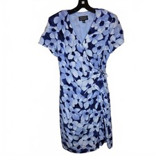 Vintage Spenser Jeremy Silk Blue Floral Wrap dress Size 8