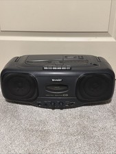 Vintage Sharp QT-CD44 Boombox AM/FM Radio CD Cassette Player Recorder READ