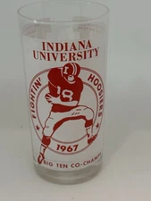 Vintage, Indiana University Football drinking glass, 1967 Big Ten Co-Champs Rose
