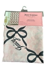 New Juicy Couture Black Pink Bows Ribbons Coquette Fabric Shower Curtain w Hooks