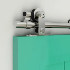 CCJH 4FT-18FT Stainless Steel Sliding Barn Door Hardware Kit Track For Wood Door