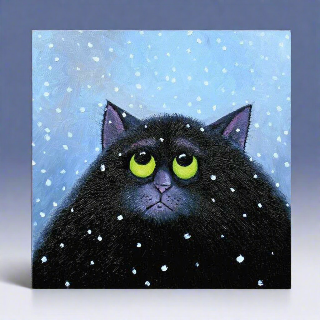 Funny Black Cat Christmas Card Greeting Cards Humorous Blank Snow Vicky Mount