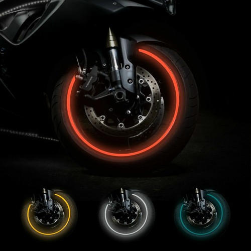 17"/ 18'' Motorcycle Rim Reflective Wheel Decals Stripes Stickers Trim Kit - Picture 3 of 13