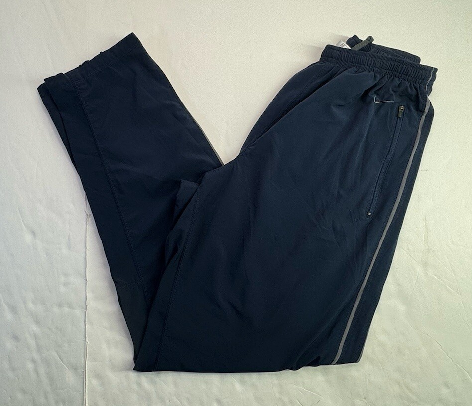Nike Pro Dri-Fit Track Pants Mens Medium Training Basketball Navy Zipper Legs  