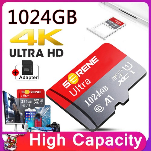 New 256 512GB 1TB Micro SD Card Memory Card Class 10 Card SD Card +Adapter - Picture 1 of 24