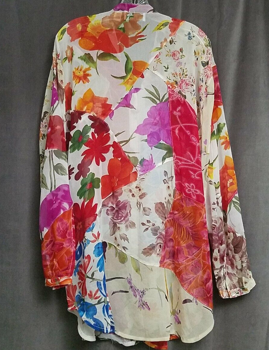 Sacred Threads Womens Beaded Patchwork Sheer Butt… - image 2