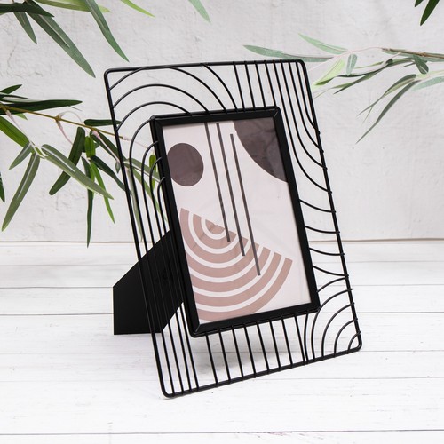Black Wire Metal Abstract Geometric Photo Picture Frame Freestanding 4x6 5x7 - Picture 9 of 9