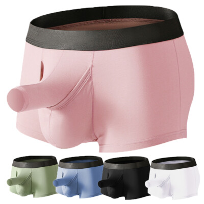 2pair Men's Open Front Boxer Shorts Briefs Pouch Elephant Nose Underwear Panties
