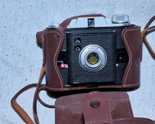 Vintage Ansco Flash Clipper Camera w/ Original Leather Case, Flash Unit  Bulbs