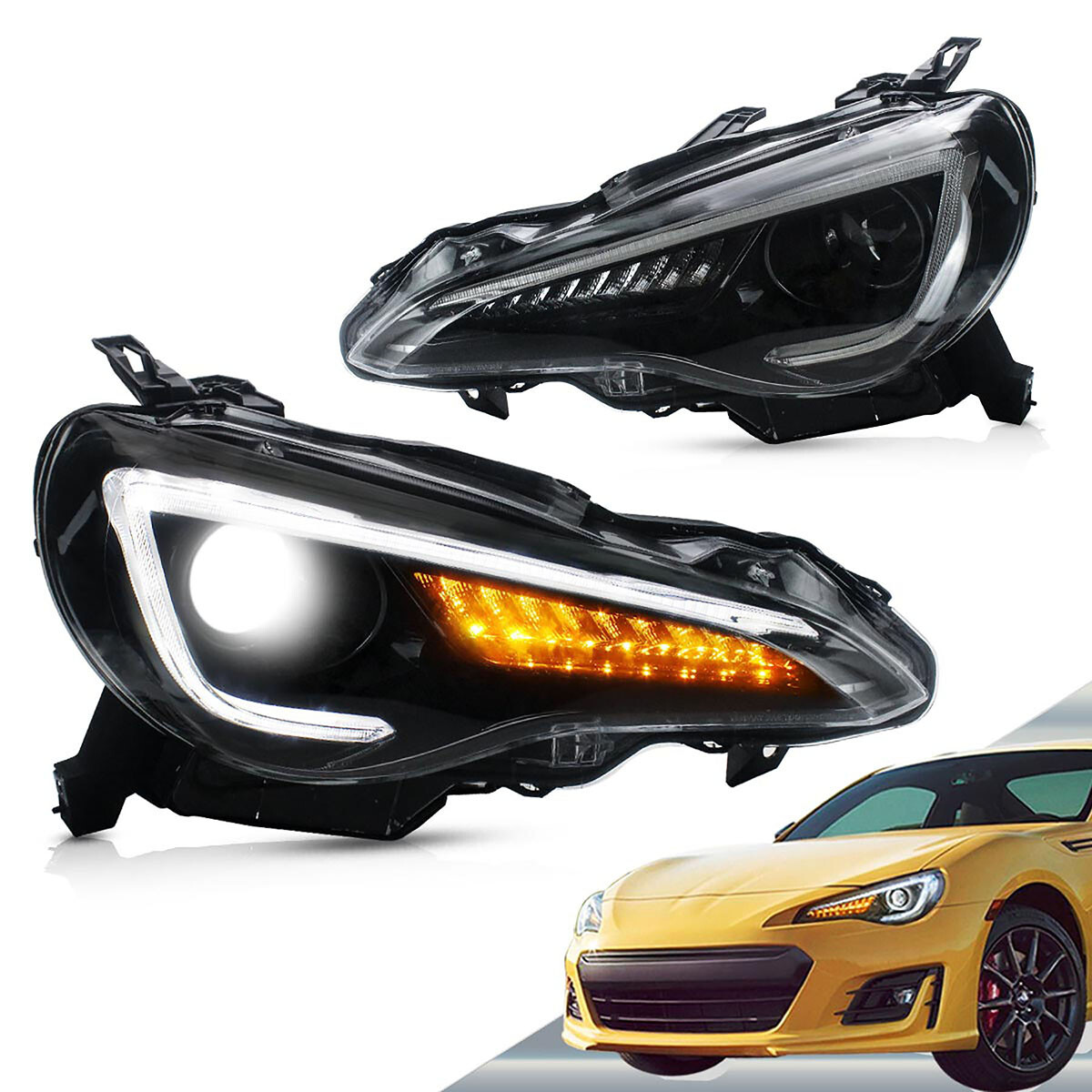 Phares avant VLAND Premium au design noir mat pour Scion FR-S et GT86