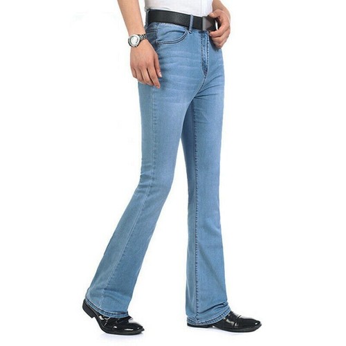 Hombre Pantalones de mezclilla FLARE Bootcut 70s Western Cowboy parte  inferior de campana Pantalones Vaqueros Azul | eBay