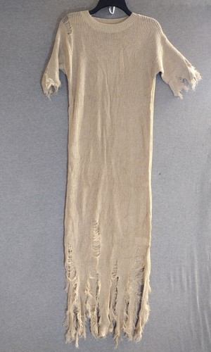 Vestido Largo Tejido Codigo Crochet Rock Star Color Beige Talla M - Imagen 1 de 9