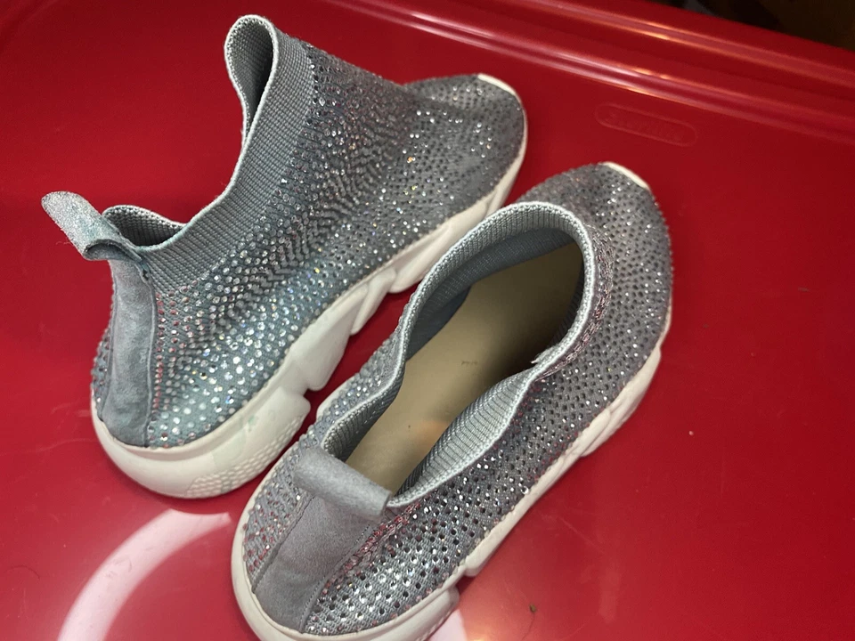 Mujer Brillante Brillante Brillo Sin Cordones Mocasines Tenis Zapatos Talla 7.5 Foto 2 de 3