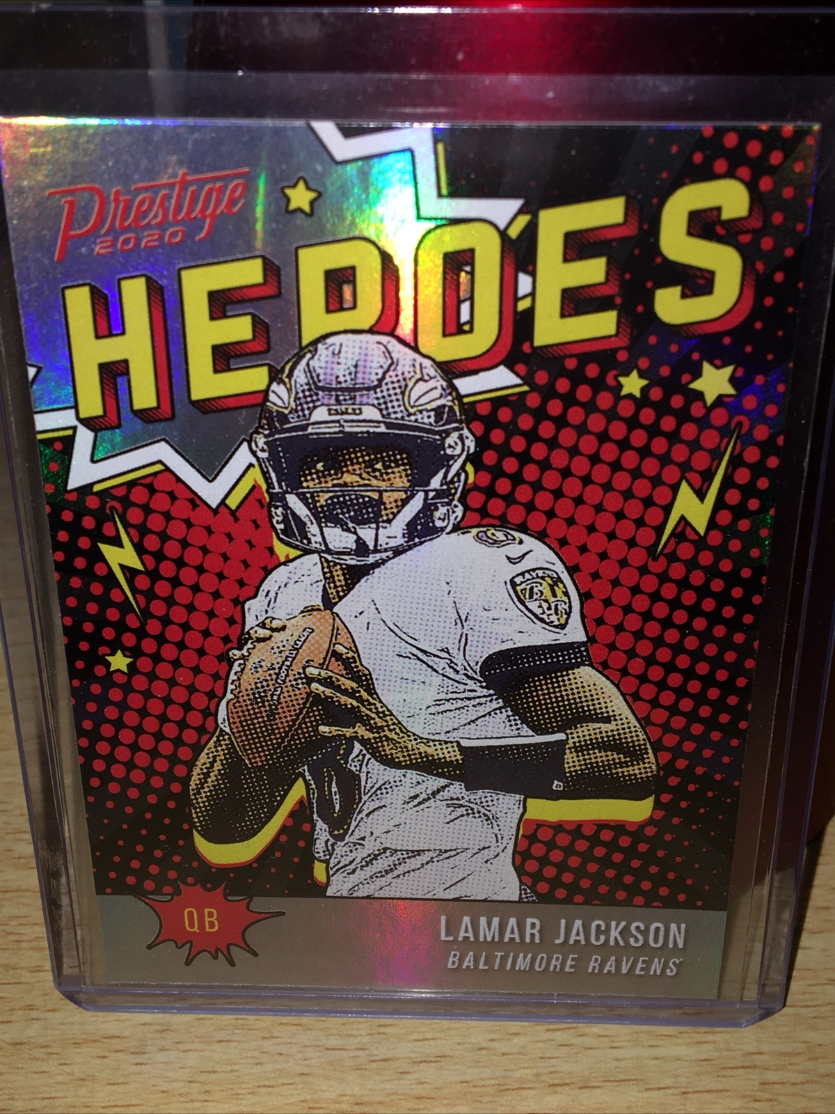 2020 Panini Prestige Football LAMAR JACKSON Heroes Holo Foil Insert HE-LJ RAVENS
