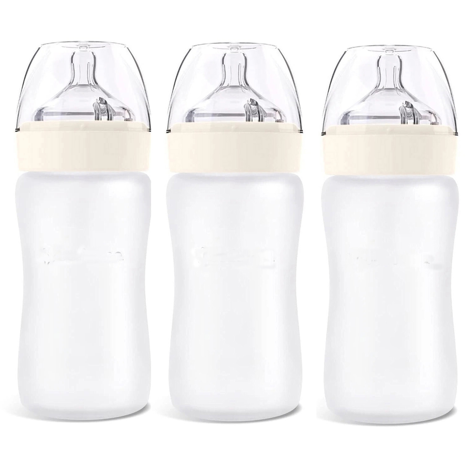 3 Pack Feeding Balance Wide-Neck Glass Anti-Colic Baby Bottles 9oz 6M+