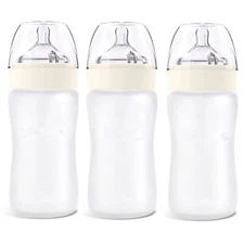 3 Pack Feeding Balance Wide-Neck Glass Anti-Colic Baby Bottles 9oz 6M+