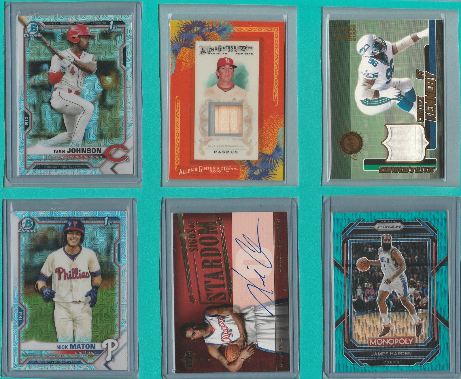 2022-23 PANINI MONOPOLY PRIZM TEAL WAVE #68 JAMES HARDEN PHILADELPHIA 76ERS BASK