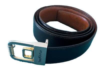 Vintage Trent Nathan Black/Tan Leather Reversable - gold/silver buckle -size S/M