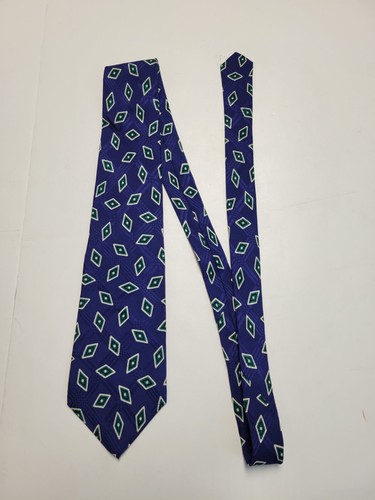 Ralph Lauren POLO Men's Neck Tie 100% SILK Blue Green GEOMETRIC Hand Made In USA - Picture 3 of 6