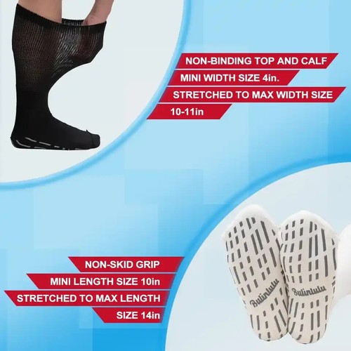 Bulinlulu Extra Width Compression Socks 4 Pair Super Wide Diabetic Brand New Box - Picture 6 of 7