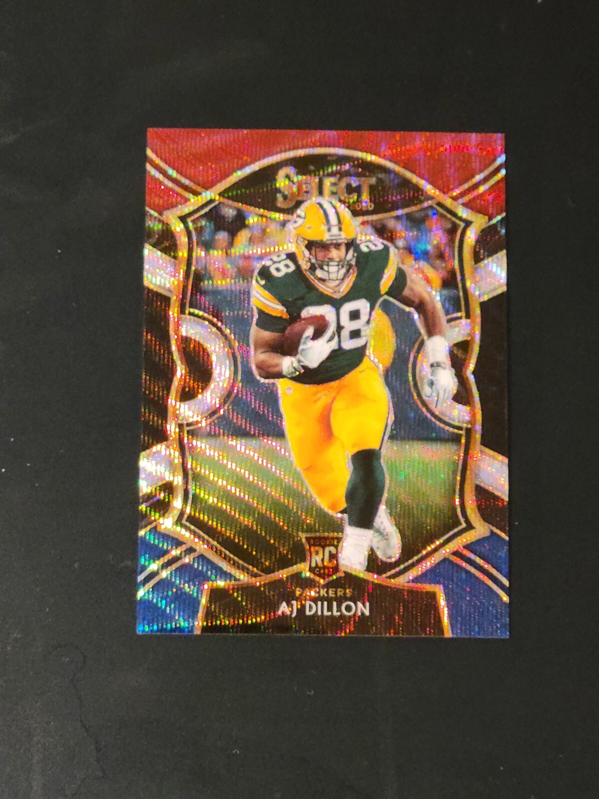 AJ Dillon RC 2020 Select Football #65 TRI-COLOR PRIZM 176/199