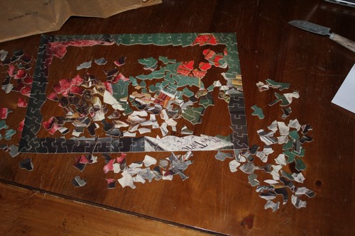 ANTIQUE PUZZLE PASTIME like tiny 280 pieces vintage 1930's super hard Dog Pictur