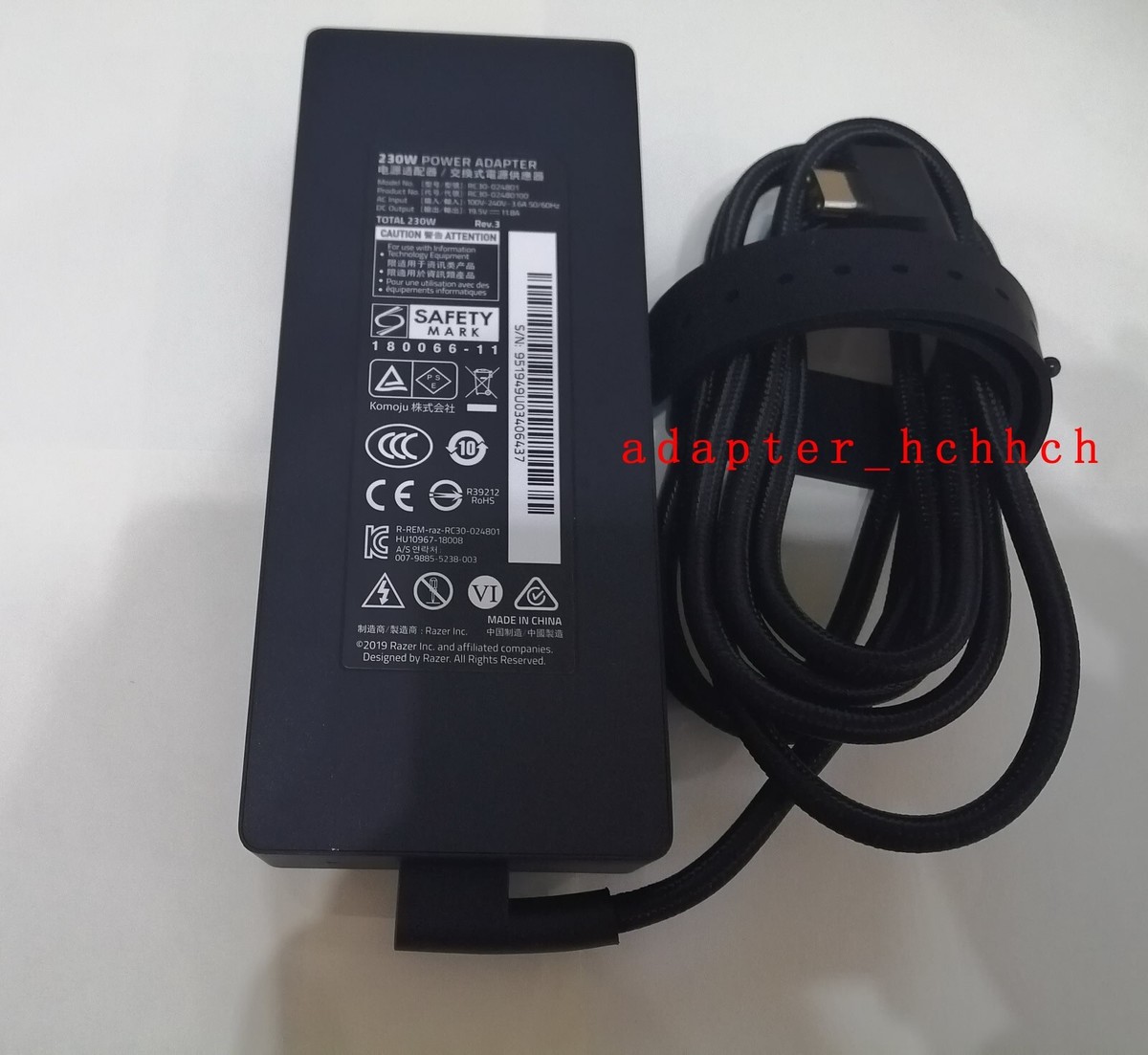 230 W adapter RC30-024801 RC30-02480100 oplader voor Razer Blade 15 Advanced GTX1070 2018 RZ09 RX09 RC09 RX09-02878E9 Pro 17 2021 Touch 4 K Laptop (199) 5 V 11,8 A