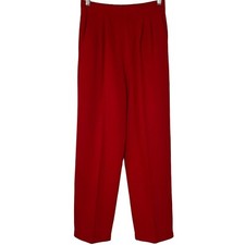 St. John Evening Knit Pants Christmas Red High Waist Pleated Front Sz 6 Casual