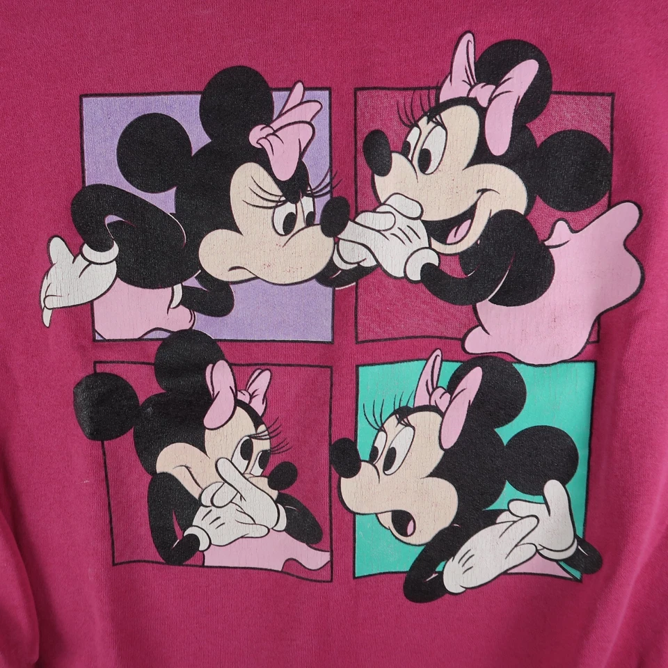 Vintage 90s Disney Mickey Mouse Minnie Crewneck Sweatshirt One Size Pink USA - Image 3 of 4