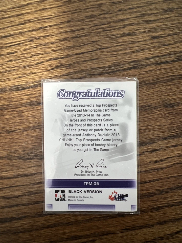 2013-14 In the Game Heroes/ Prospects Game-Used Black Patch Anthony Duclair /30 - Image 2 of 2