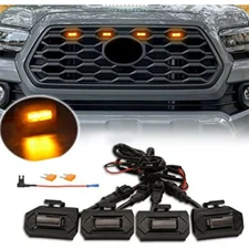 4x Raptor Style Smoke Lens LED Grille Light Kit For Toyota Tacoma TRD 2020-2022