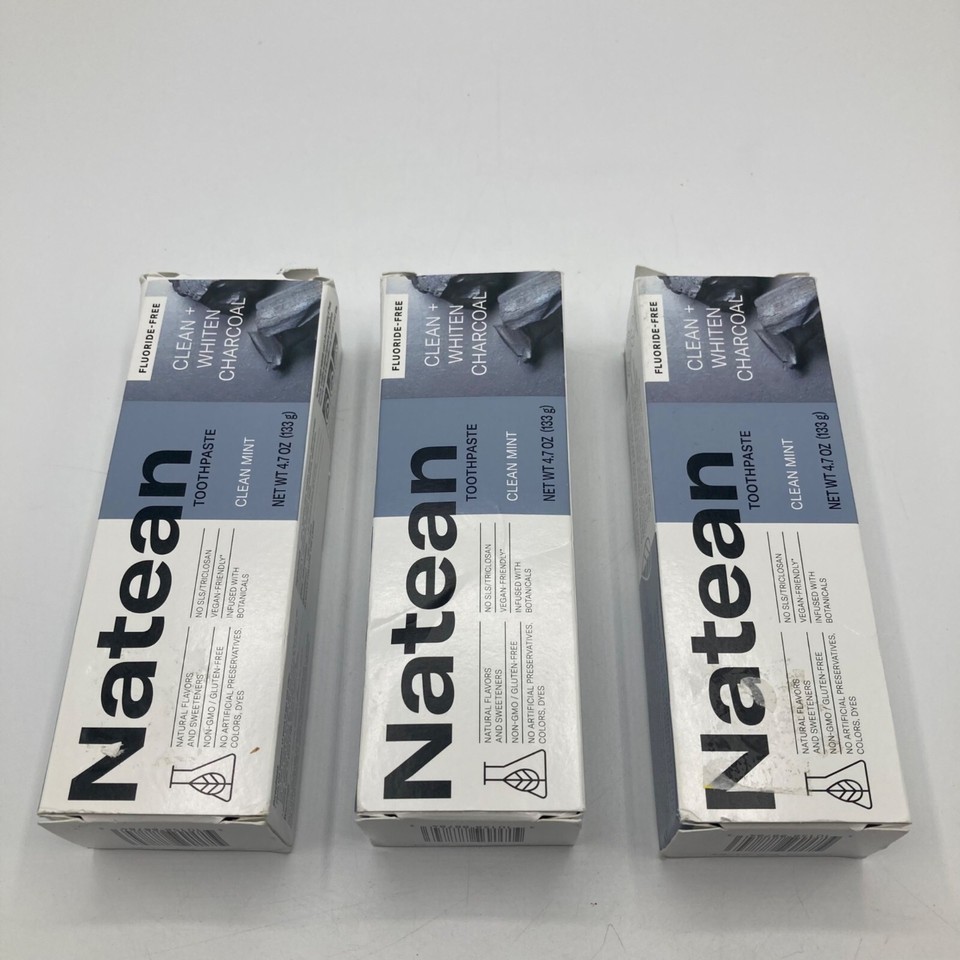 Natean Clean Whiten Charcoal Toothpaste FluorideFree Clean Mint 4.7 Oz