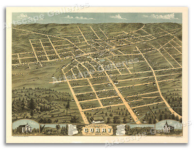 1870 New Brighton Pennsylvania Vintage Old Panoramic City Map - 24x32