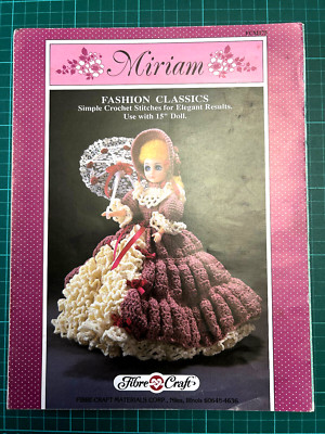 Mode klassisches Kleid Häkelmuster 15'' Modepuppe Faser Handarbeit FCM175 Miriam