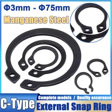External Snap Ring Φ3mm - Φ75mm Circlips Retaining Black Spring C-Type Clip Snap