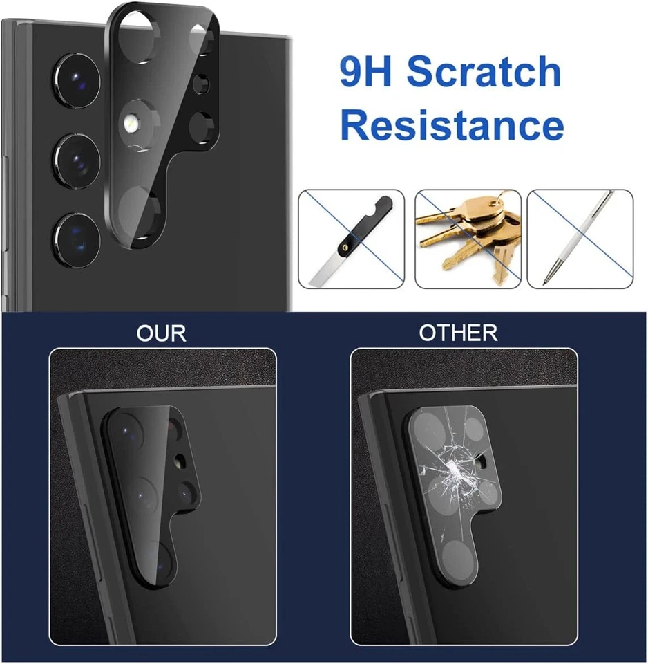 Pacote com 2 protetores de lente de câmera para Samsung Galaxy S24 Ultra Plus S23 9H temperado - Imagem 2 de 4