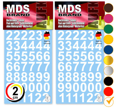 2cm Zahlen Aufkleber /pk | Selbstklebende Klebezahlen | für Außen & Innen