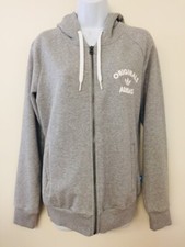 adidas Originals Gray Zippered Hoodie Sweatshirt UK 14 Medium Cotton Polyester