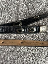 Vintage Streets Ahead Unisex Leather Belt w/Silver Inlays and Black Opals Inside