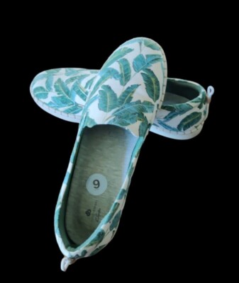 CLARKS Cloud Steppers Soft Cushion Jade Palm Leaf Slip On Shoes Sz Green 