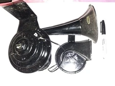Trumpet & Snail 12V Car Horn Loud Dual-Tone Electric Horn Steel Bugle 