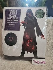Hooded Horror Glow in the Dark Mask Medium 8-10 Black Child Halloween Costume